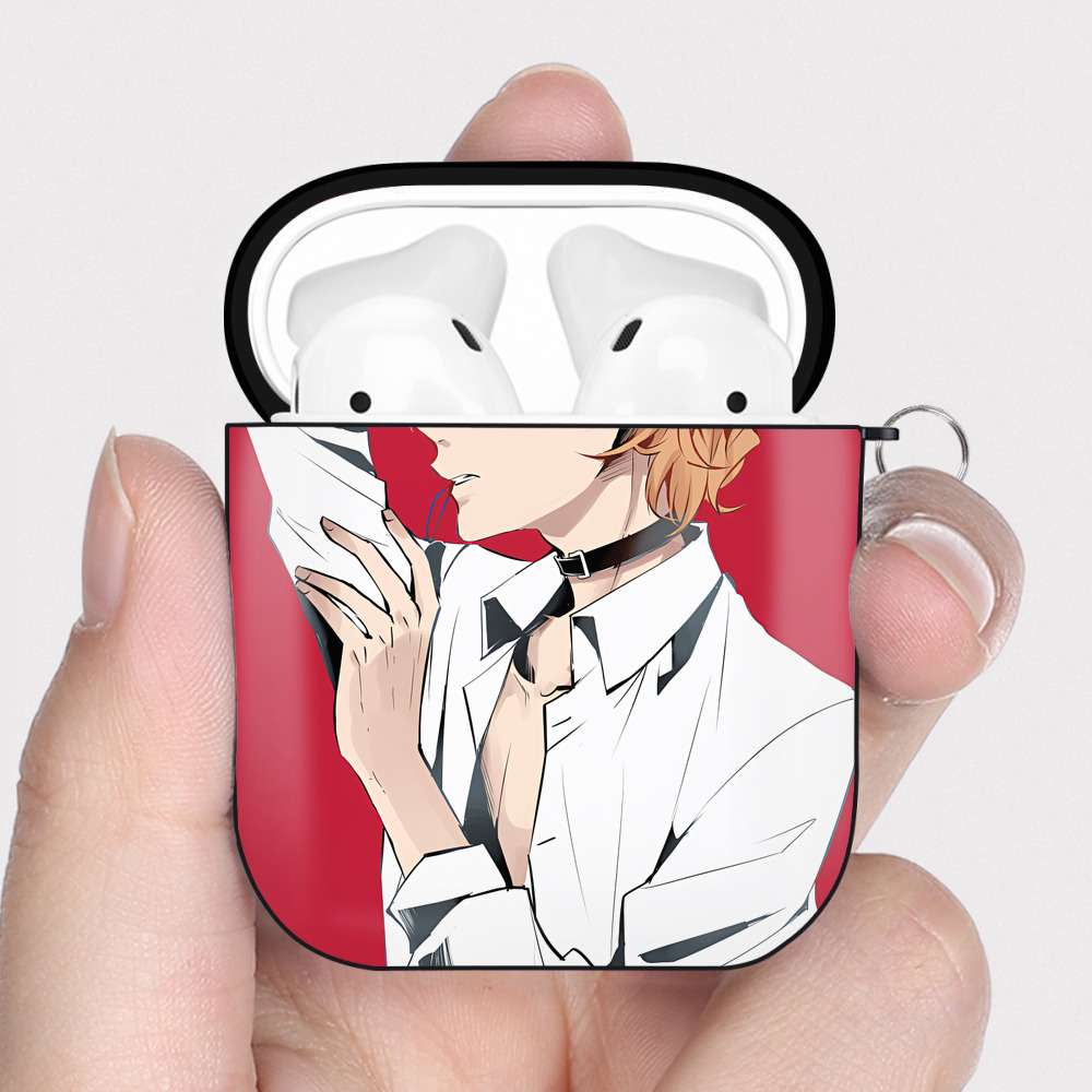 （画像用） 文豪ストレイドッグス Bungo Stray Dogs AirPods 第2世代保護ケース ハードシェル ブラック 耐衝撃・防指紋・カラビナ付き