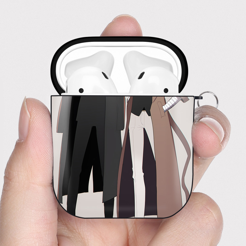 （画像用） 文豪ストレイドッグス Bungo Stray Dogs AirPods 第2世代保護ケース ハードシェル ブラック 耐衝撃・防指紋・カラビナ付き