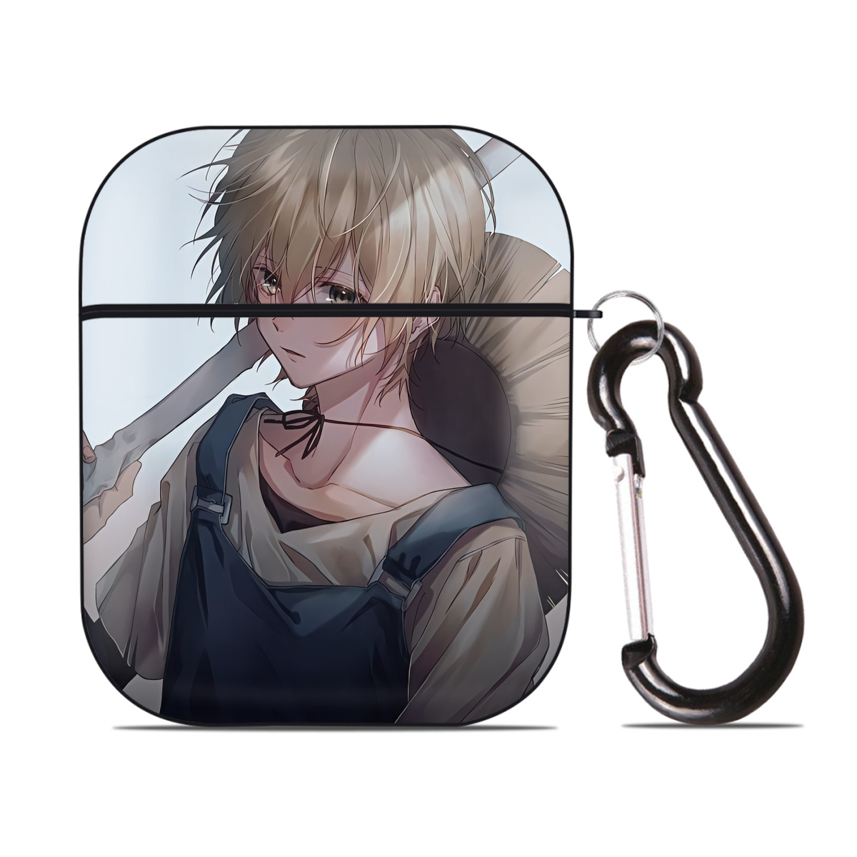 （画像用） 文豪ストレイドッグス Bungo Stray Dogs AirPods 第2世代保護ケース ハードシェル ブラック 耐衝撃・防指紋・カラビナ付き