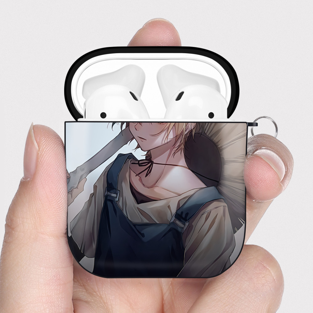 （画像用） 文豪ストレイドッグス Bungo Stray Dogs AirPods 第2世代保護ケース ハードシェル ブラック 耐衝撃・防指紋・カラビナ付き