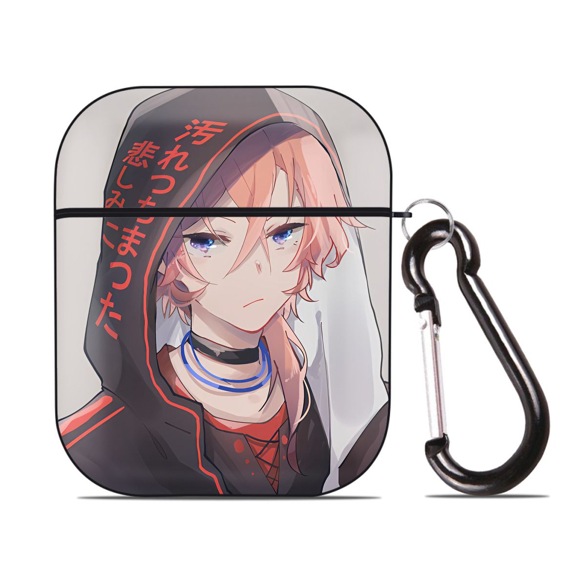 （画像用） 文豪ストレイドッグス Bungo Stray Dogs AirPods 第2世代保護ケース ハードシェル ブラック 耐衝撃・防指紋・カラビナ付き