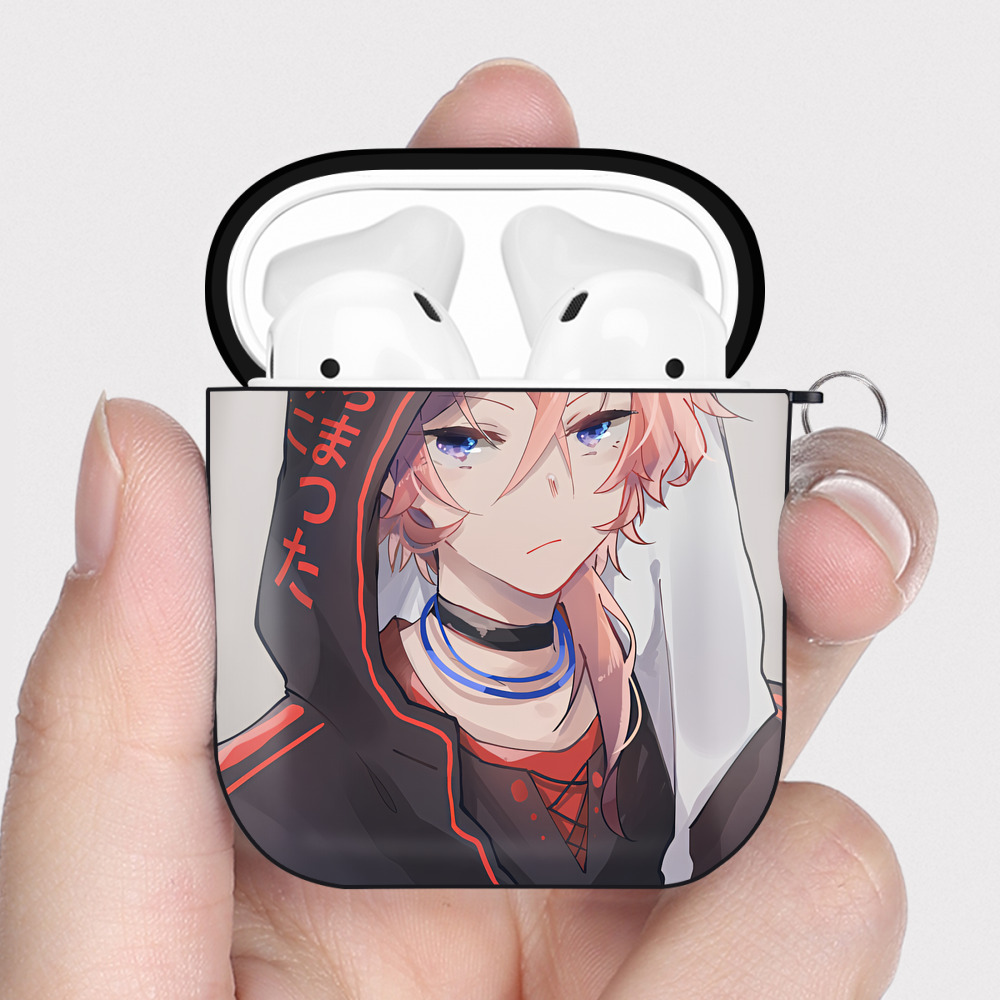 （画像用） 文豪ストレイドッグス Bungo Stray Dogs AirPods 第2世代保護ケース ハードシェル ブラック 耐衝撃・防指紋・カラビナ付き