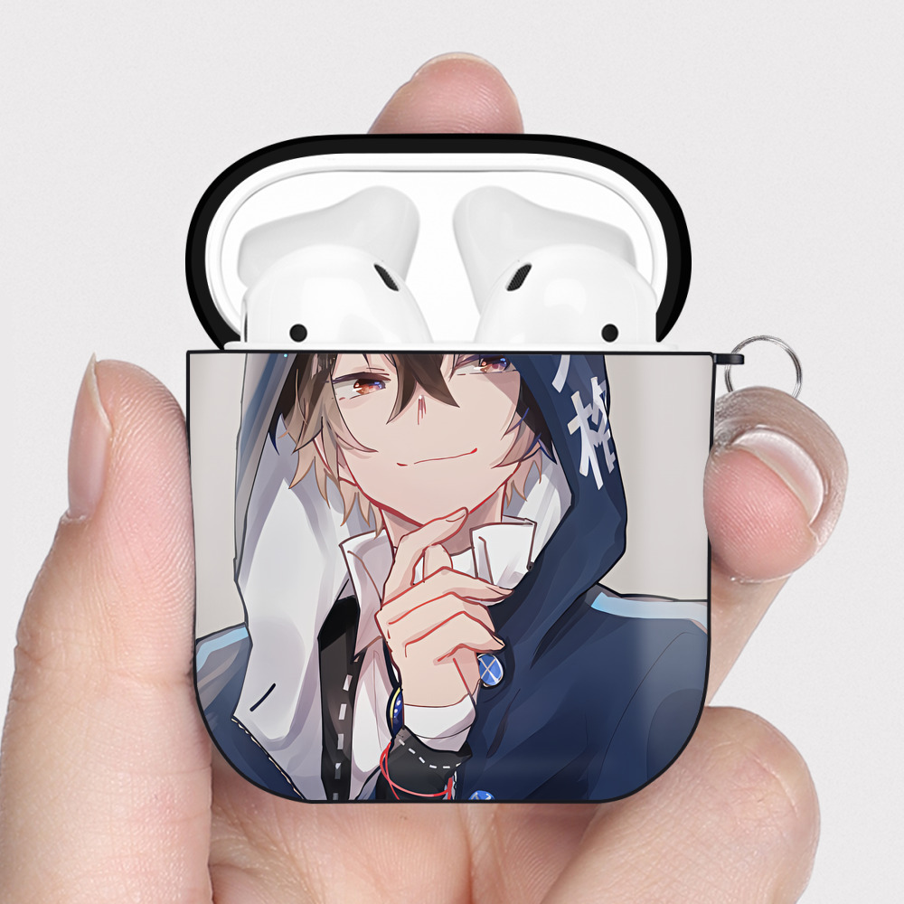（画像用） 文豪ストレイドッグス Bungo Stray Dogs AirPods 第2世代保護ケース ハードシェル ブラック 耐衝撃・防指紋・カラビナ付き