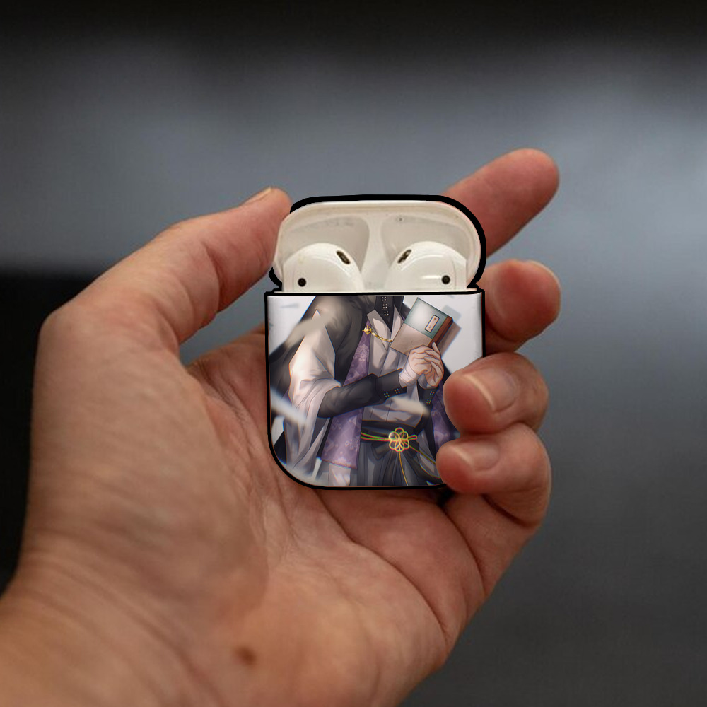 文豪ストレイドッグス Bungo Stray Dogs AirPods 第2世代保護ケース ハードシェル ブラック 耐衝撃・防指紋・カラビナ付き