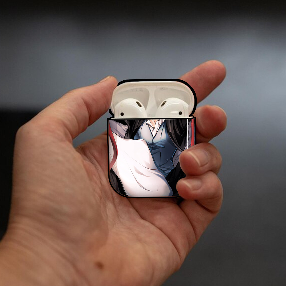 文豪ストレイドッグス Bungo Stray Dogs AirPods 第2世代保護ケース ハードシェル ブラック 耐衝撃・防指紋・カラビナ付き