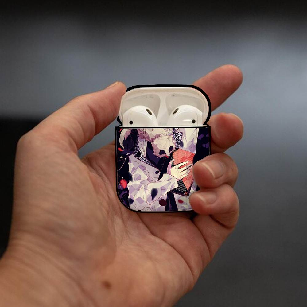 文豪ストレイドッグス Bungo Stray Dogs AirPods 第2世代保護ケース ハードシェル ブラック 耐衝撃・防指紋・カラビナ付き