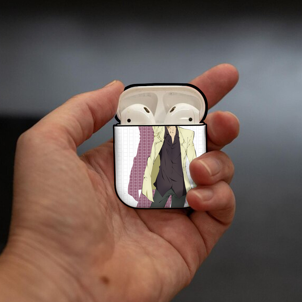 文豪ストレイドッグス Bungo Stray Dogs AirPods 第2世代保護ケース ハードシェル ブラック 耐衝撃・防指紋・カラビナ付き