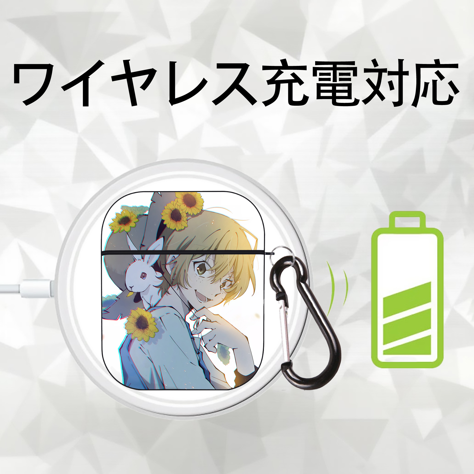 文豪ストレイドッグス Bungo Stray Dogs AirPods 第2世代保護ケース ハードシェル ブラック 耐衝撃・防指紋・カラビナ付き