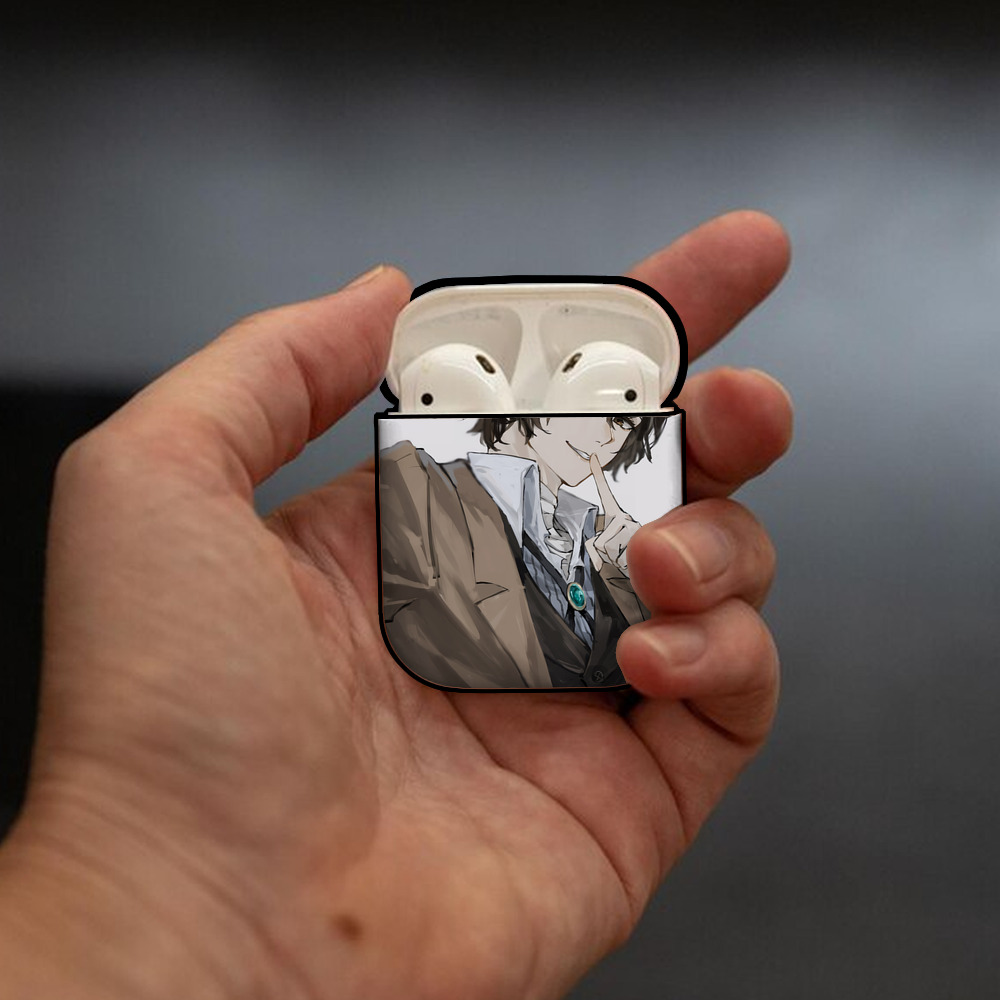 文豪ストレイドッグス Bungo Stray Dogs AirPods 第2世代保護ケース ハードシェル ブラック 耐衝撃・防指紋・カラビナ付き