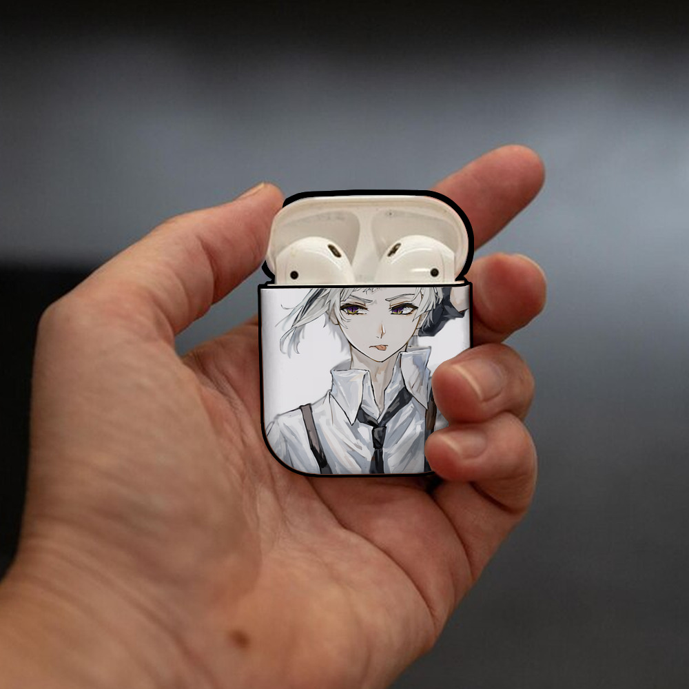 文豪ストレイドッグス Bungo Stray Dogs AirPods 第2世代保護ケース ハードシェル ブラック 耐衝撃・防指紋・カラビナ付き