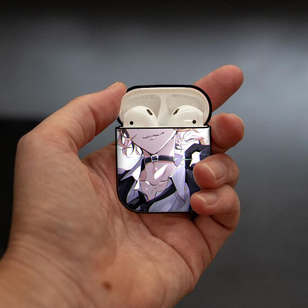 文豪ストレイドッグス Bungo Stray Dogs AirPods 第2世代保護ケース ハードシェル ブラック 耐衝撃・防指紋・カラビナ付き