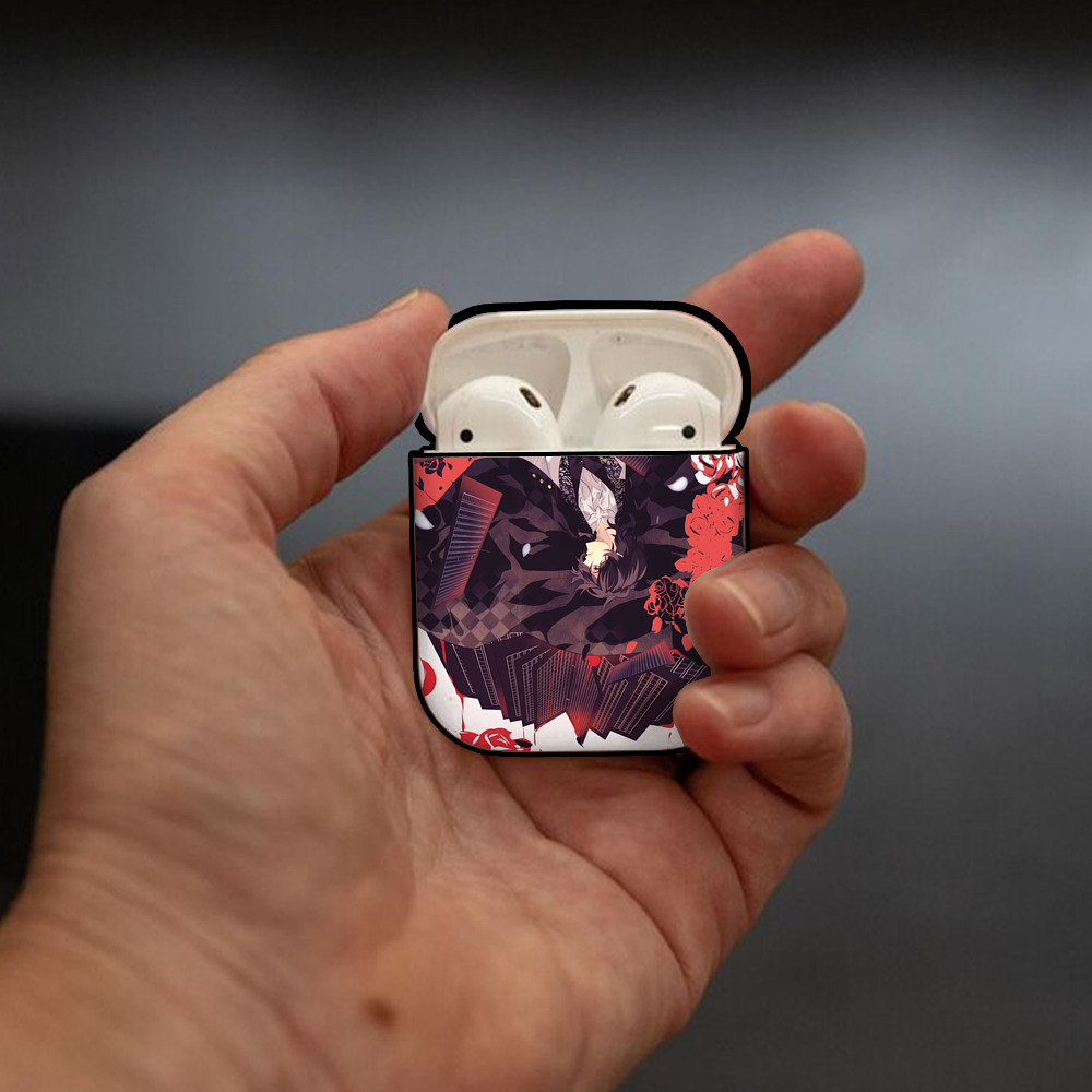 文豪ストレイドッグス Bungo Stray Dogs AirPods 第2世代保護ケース ハードシェル ブラック 耐衝撃・防指紋・カラビナ付き