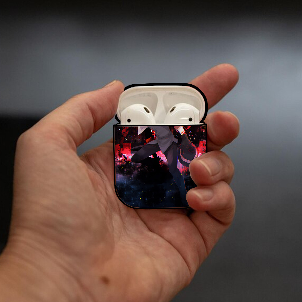 文豪ストレイドッグス Bungo Stray Dogs AirPods 第2世代保護ケース ハードシェル ブラック 耐衝撃・防指紋・カラビナ付き