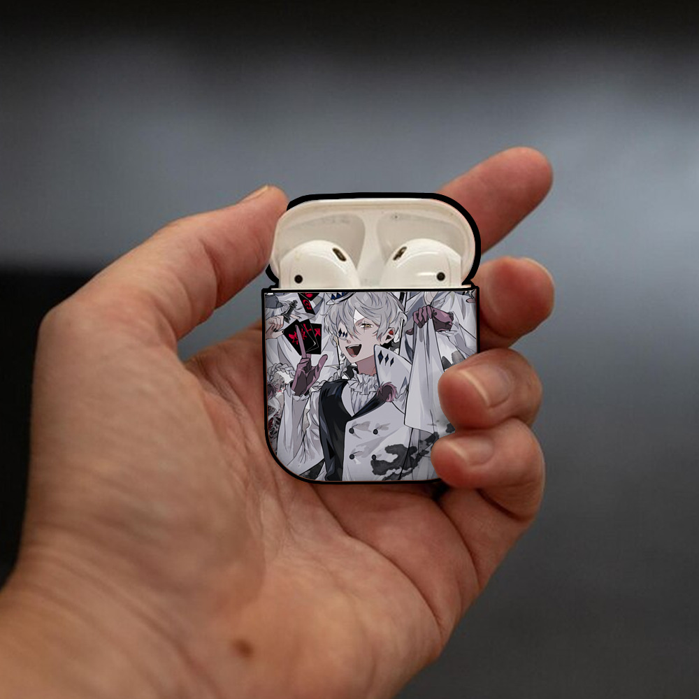 文豪ストレイドッグス Bungo Stray Dogs AirPods 第2世代保護ケース ハードシェル ブラック 耐衝撃・防指紋・カラビナ付き