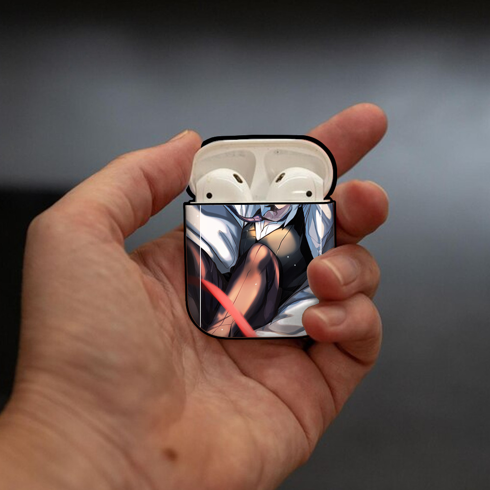 文豪ストレイドッグス Bungo Stray Dogs AirPods 第2世代保護ケース ハードシェル ブラック 耐衝撃・防指紋・カラビナ付き