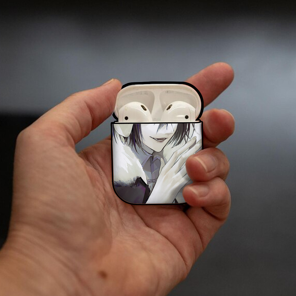 文豪ストレイドッグス Bungo Stray Dogs AirPods 第2世代保護ケース ハードシェル ブラック 耐衝撃・防指紋・カラビナ付き