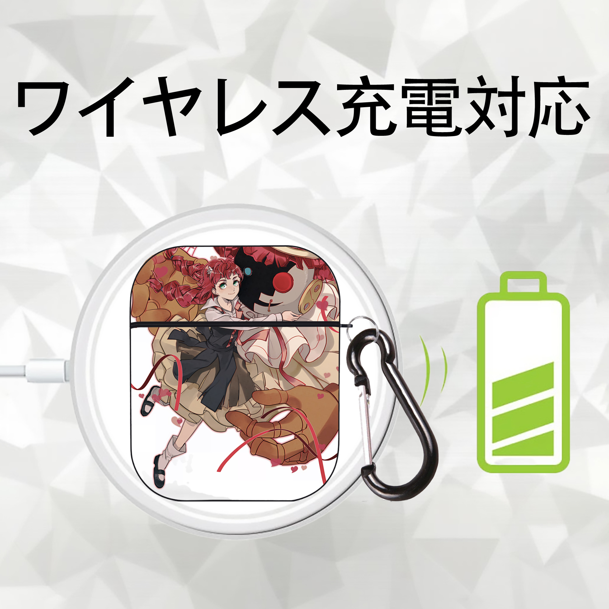 文豪ストレイドッグス Bungo Stray Dogs AirPods 第2世代保護ケース ハードシェル ブラック 耐衝撃・防指紋・カラビナ付き