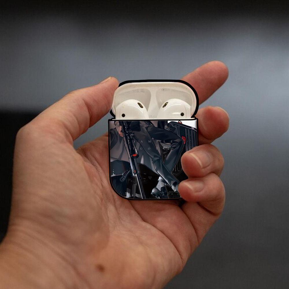 文豪ストレイドッグス Bungo Stray Dogs AirPods 第2世代保護ケース ハードシェル ブラック 耐衝撃・防指紋・カラビナ付き
