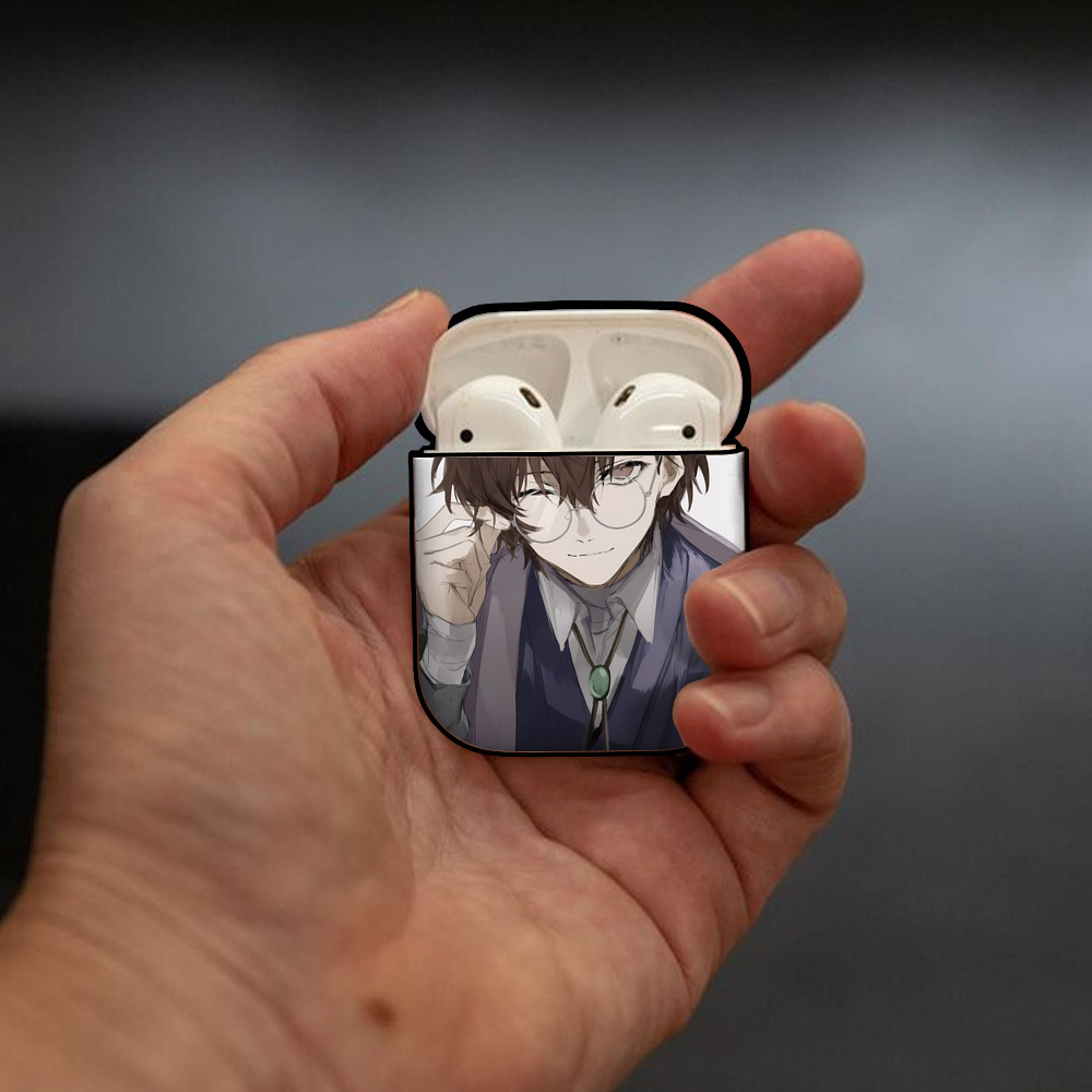 文豪ストレイドッグス Bungo Stray Dogs AirPods 第2世代保護ケース ハードシェル ブラック 耐衝撃・防指紋・カラビナ付き