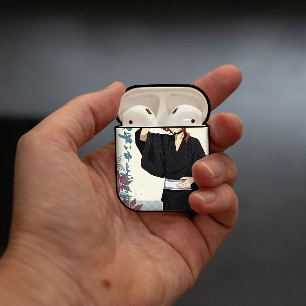 文豪ストレイドッグス Bungo Stray Dogs AirPods 第2世代保護ケース ハードシェル ブラック 耐衝撃・防指紋・カラビナ付き