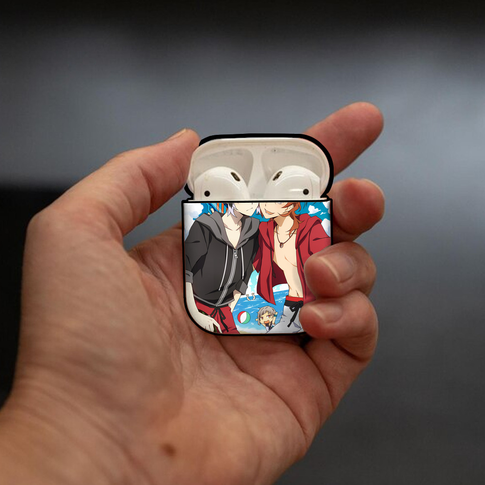 文豪ストレイドッグス Bungo Stray Dogs AirPods 第2世代保護ケース ハードシェル ブラック 耐衝撃・防指紋・カラビナ付き