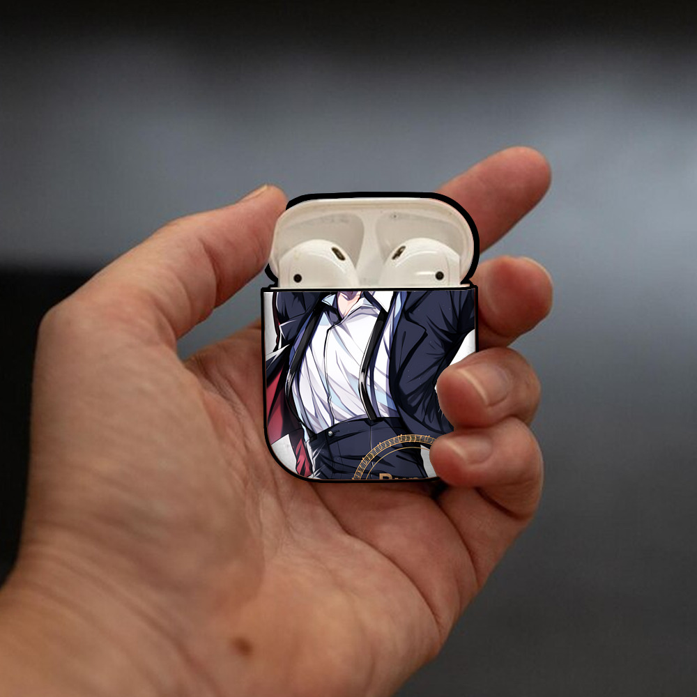 文豪ストレイドッグス Bungo Stray Dogs AirPods 第2世代保護ケース ハードシェル ブラック 耐衝撃・防指紋・カラビナ付き