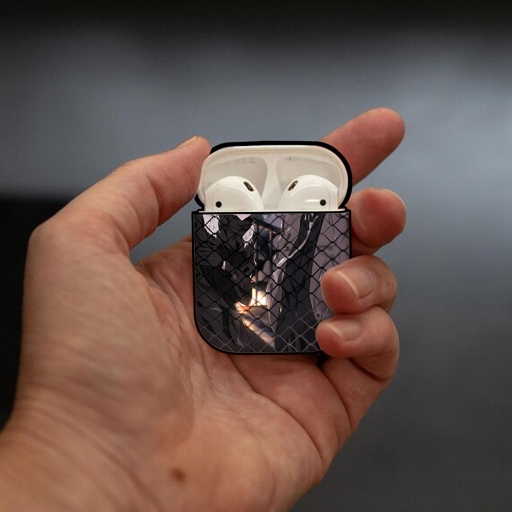 文豪ストレイドッグス Bungo Stray Dogs AirPods 第2世代保護ケース ハードシェル ブラック 耐衝撃・防指紋・カラビナ付き