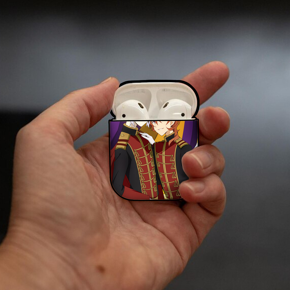 文豪ストレイドッグス Bungo Stray Dogs AirPods 第2世代保護ケース ハードシェル ブラック 耐衝撃・防指紋・カラビナ付き