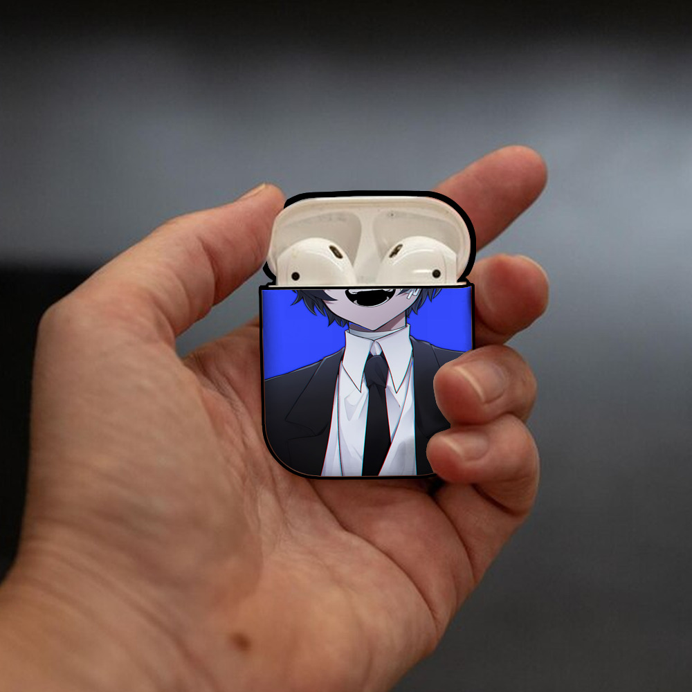 文豪ストレイドッグス Bungo Stray Dogs AirPods 第2世代保護ケース ハードシェル ブラック 耐衝撃・防指紋・カラビナ付き