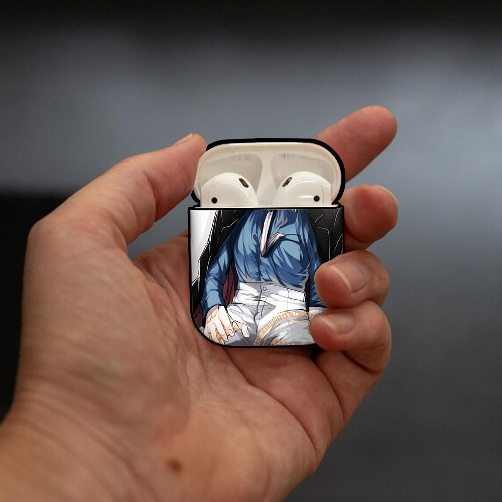 文豪ストレイドッグス Bungo Stray Dogs AirPods 第2世代保護ケース ハードシェル ブラック 耐衝撃・防指紋・カラビナ付き