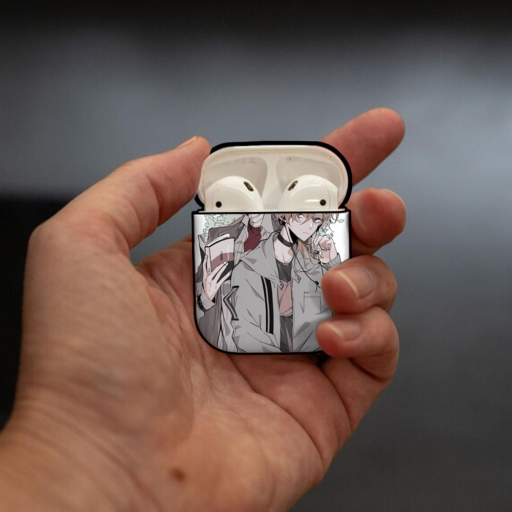文豪ストレイドッグス Bungo Stray Dogs AirPods 第2世代保護ケース ハードシェル ブラック 耐衝撃・防指紋・カラビナ付き