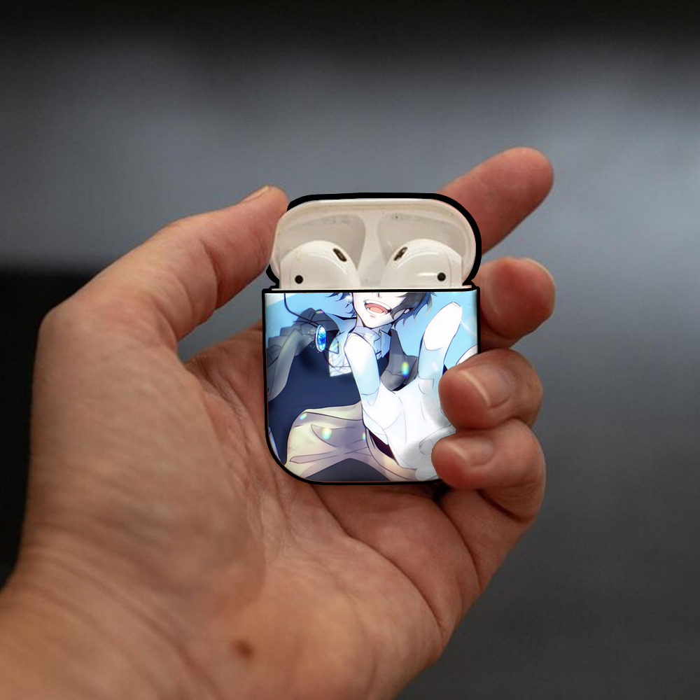 文豪ストレイドッグス Bungo Stray Dogs AirPods 第2世代保護ケース ハードシェル ブラック 耐衝撃・防指紋・カラビナ付き