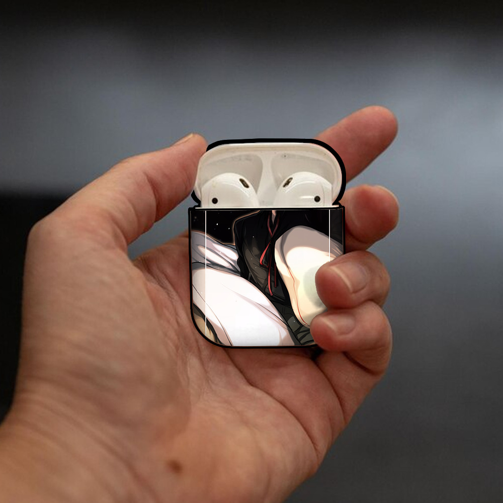 文豪ストレイドッグス Bungo Stray Dogs AirPods 第2世代保護ケース ハードシェル ブラック 耐衝撃・防指紋・カラビナ付き