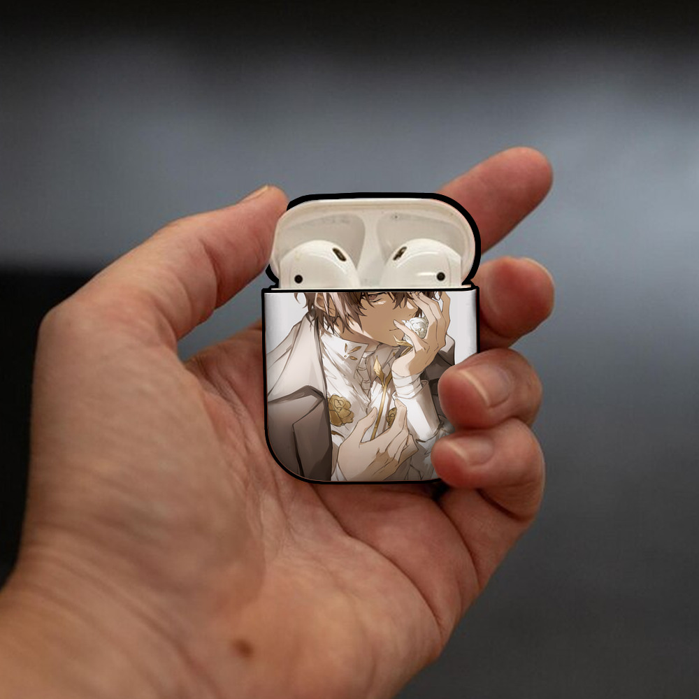 文豪ストレイドッグス Bungo Stray Dogs AirPods 第2世代保護ケース ハードシェル ブラック 耐衝撃・防指紋・カラビナ付き