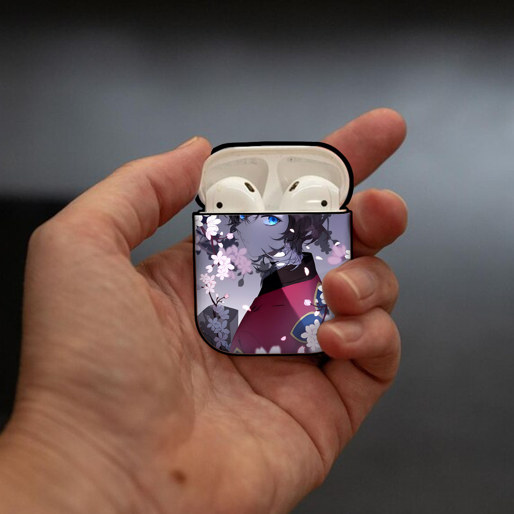 文豪ストレイドッグス Bungo Stray Dogs AirPods 第2世代保護ケース ハードシェル ブラック 耐衝撃・防指紋・カラビナ付き