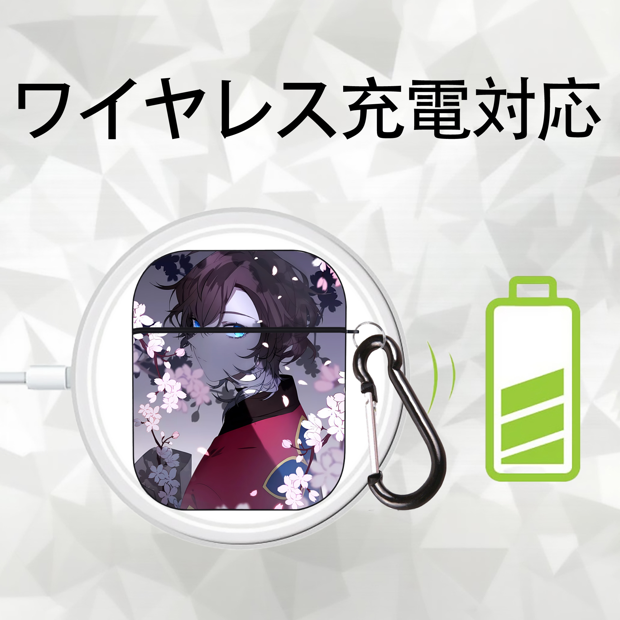 文豪ストレイドッグス Bungo Stray Dogs AirPods 第2世代保護ケース ハードシェル ブラック 耐衝撃・防指紋・カラビナ付き
