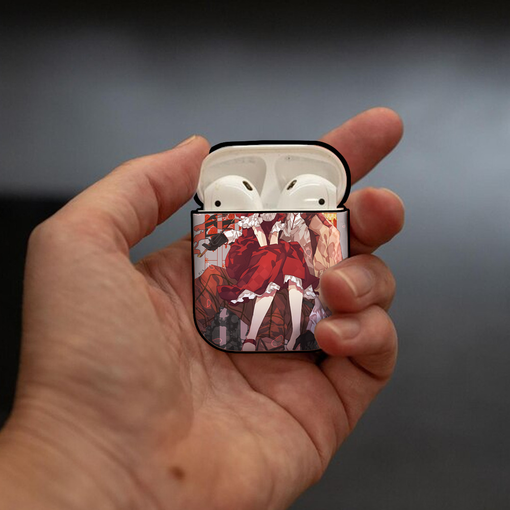 文豪ストレイドッグス Bungo Stray Dogs AirPods 第2世代保護ケース ハードシェル ブラック 耐衝撃・防指紋・カラビナ付き