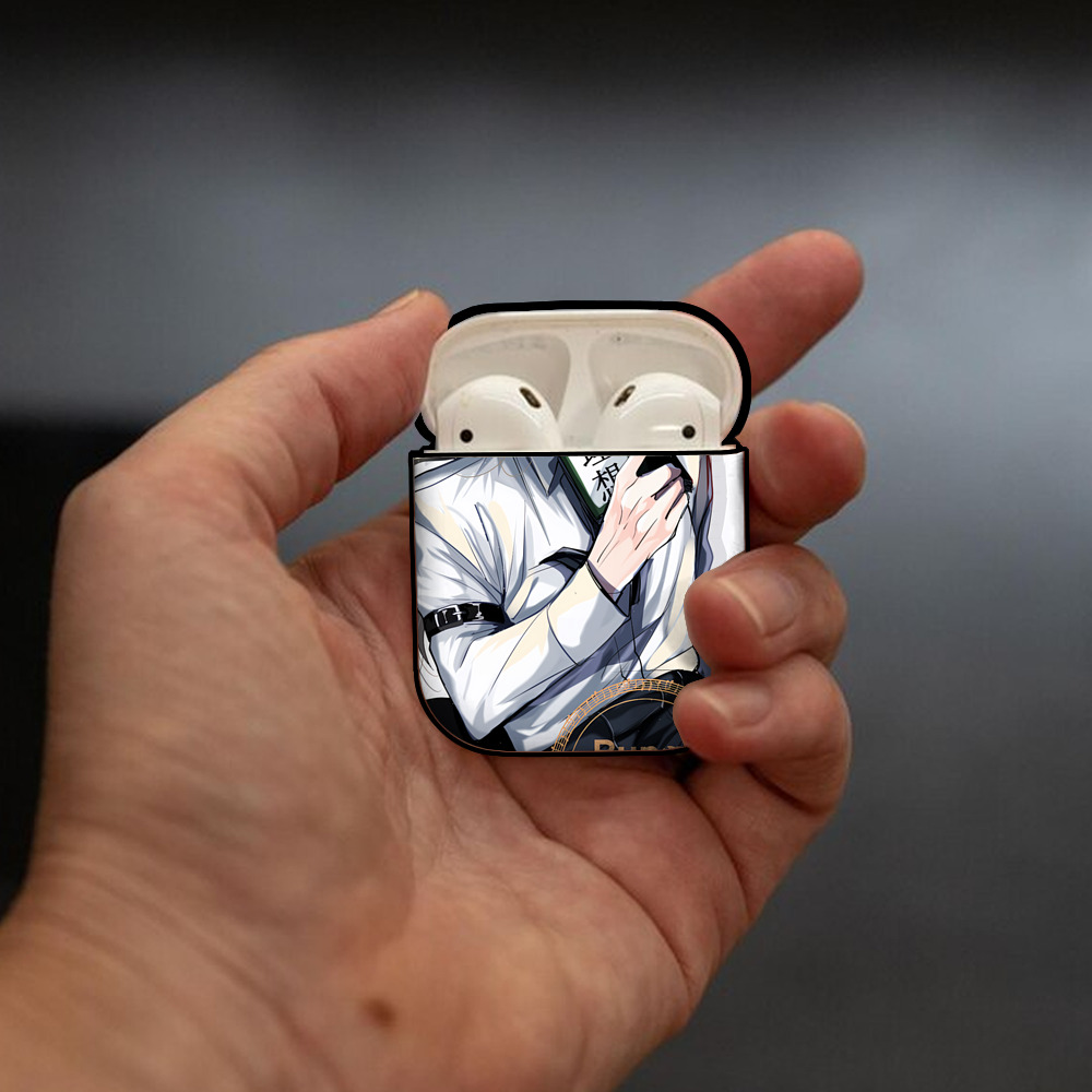 文豪ストレイドッグス Bungo Stray Dogs AirPods 第2世代保護ケース ハードシェル ブラック 耐衝撃・防指紋・カラビナ付き