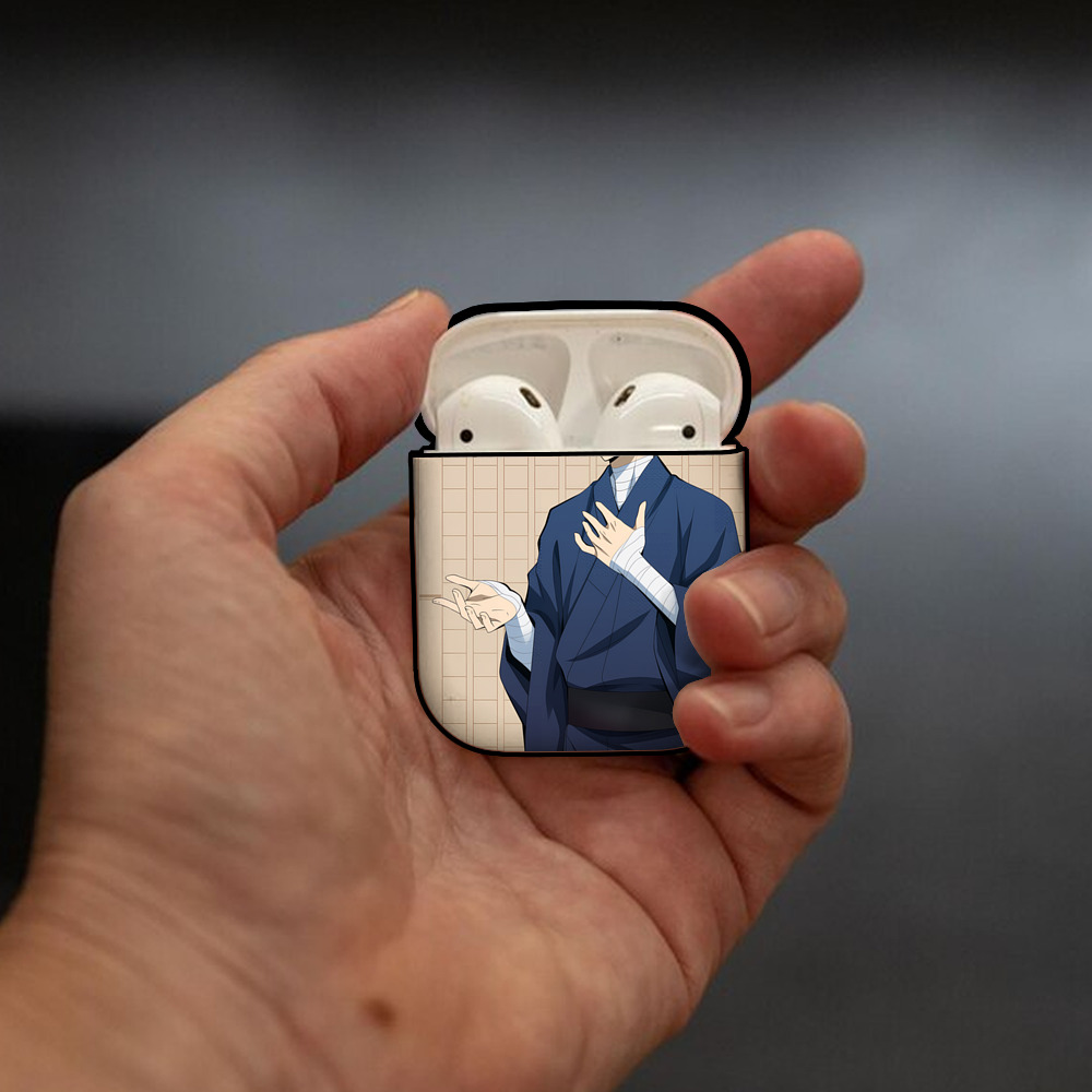 文豪ストレイドッグス Bungo Stray Dogs AirPods 第2世代保護ケース ハードシェル ブラック 耐衝撃・防指紋・カラビナ付き