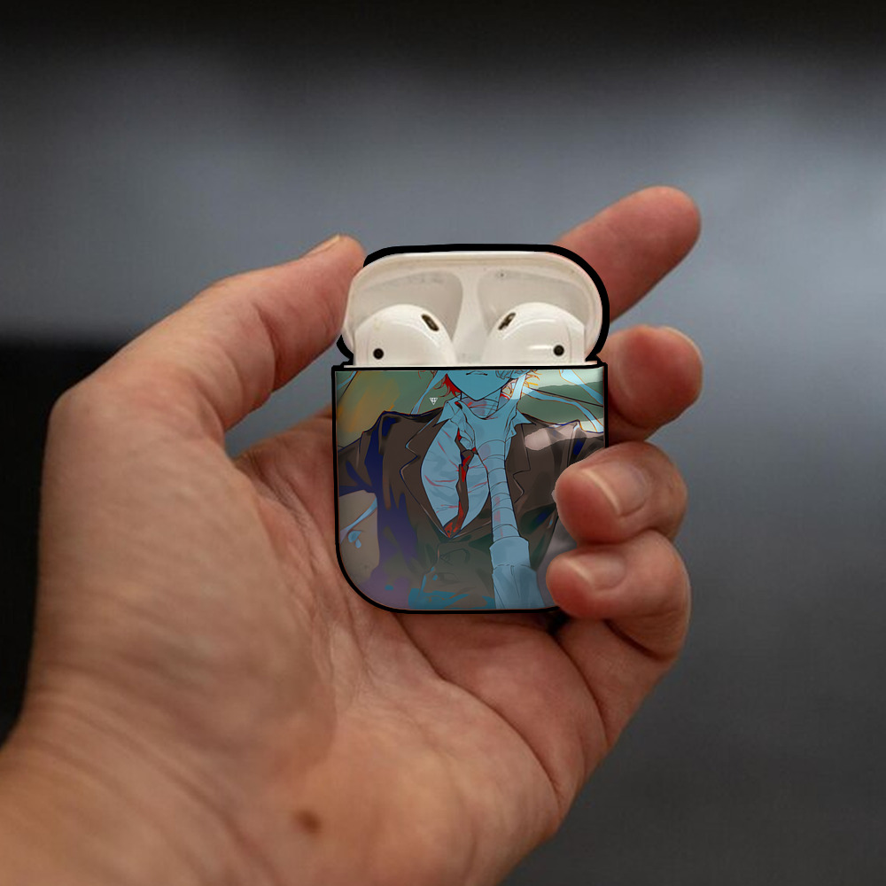 文豪ストレイドッグス Bungo Stray Dogs AirPods 第2世代保護ケース ハードシェル ブラック 耐衝撃・防指紋・カラビナ付き