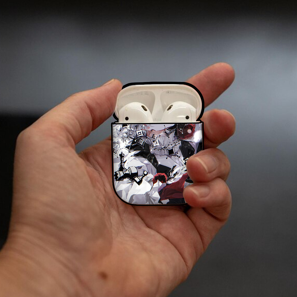 文豪ストレイドッグス Bungo Stray Dogs AirPods 第2世代保護ケース ハードシェル ブラック 耐衝撃・防指紋・カラビナ付き