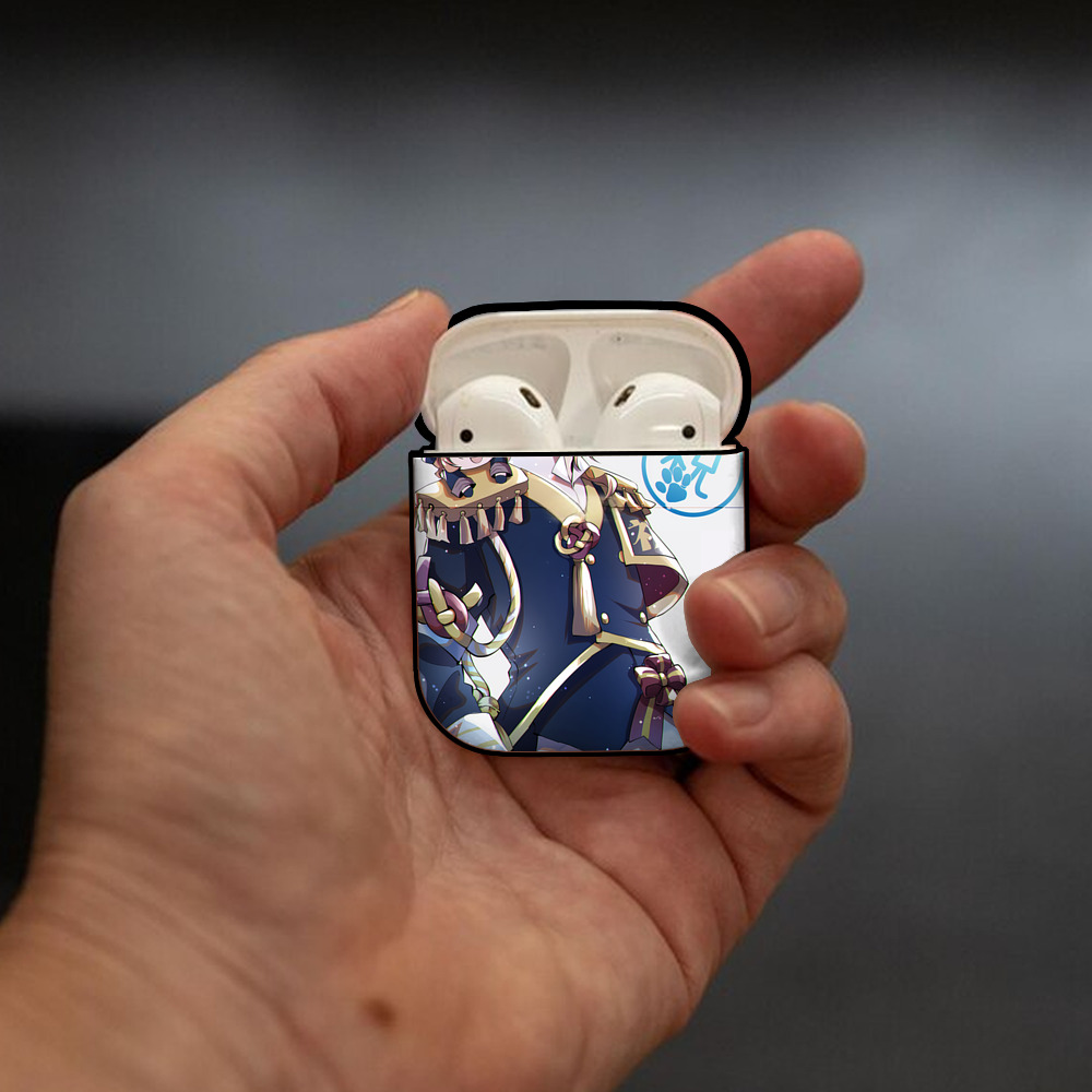 文豪ストレイドッグス Bungo Stray Dogs AirPods 第2世代保護ケース ハードシェル ブラック 耐衝撃・防指紋・カラビナ付き