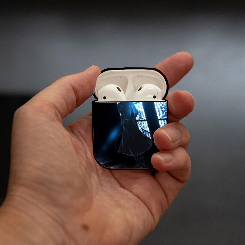 文豪ストレイドッグス Bungo Stray Dogs AirPods 第2世代保護ケース ハードシェル ブラック 耐衝撃・防指紋・カラビナ付き