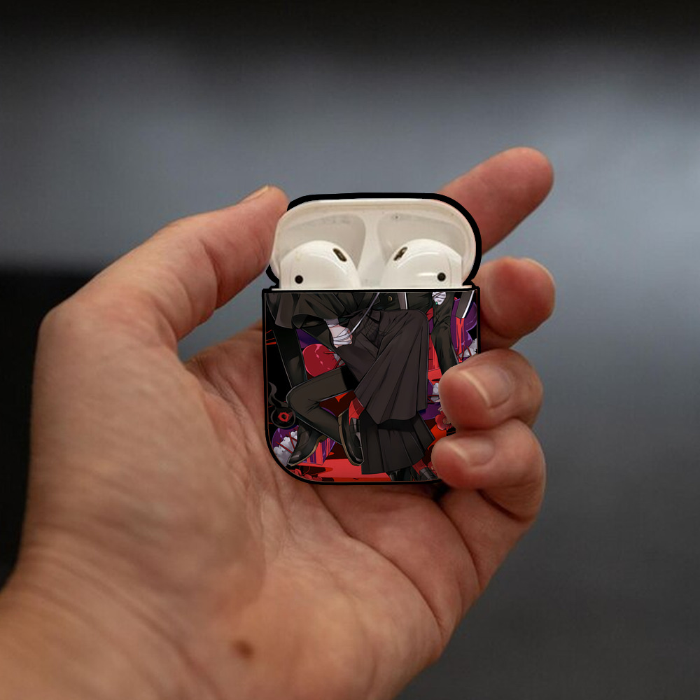 文豪ストレイドッグス Bungo Stray Dogs AirPods 第2世代保護ケース ハードシェル ブラック 耐衝撃・防指紋・カラビナ付き