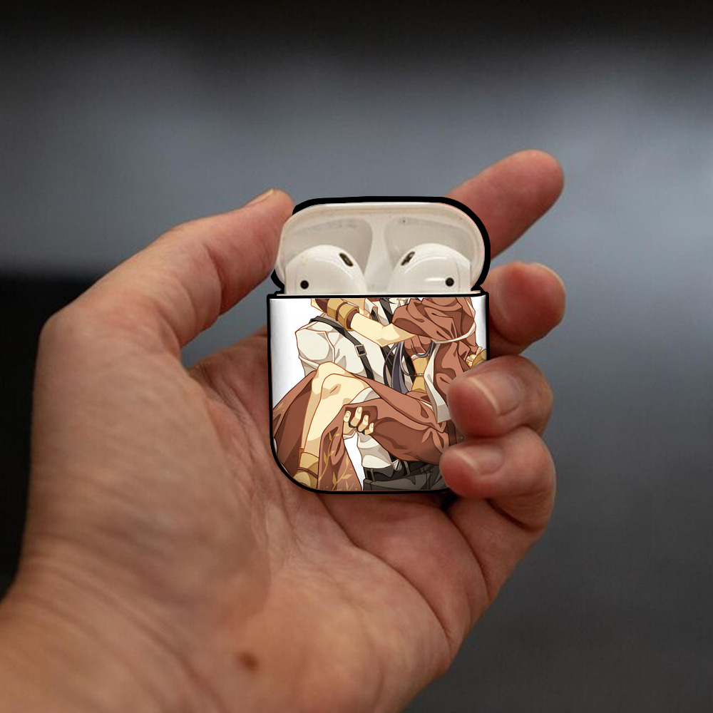 文豪ストレイドッグス Bungo Stray Dogs AirPods 第2世代保護ケース ハードシェル ブラック 耐衝撃・防指紋・カラビナ付き