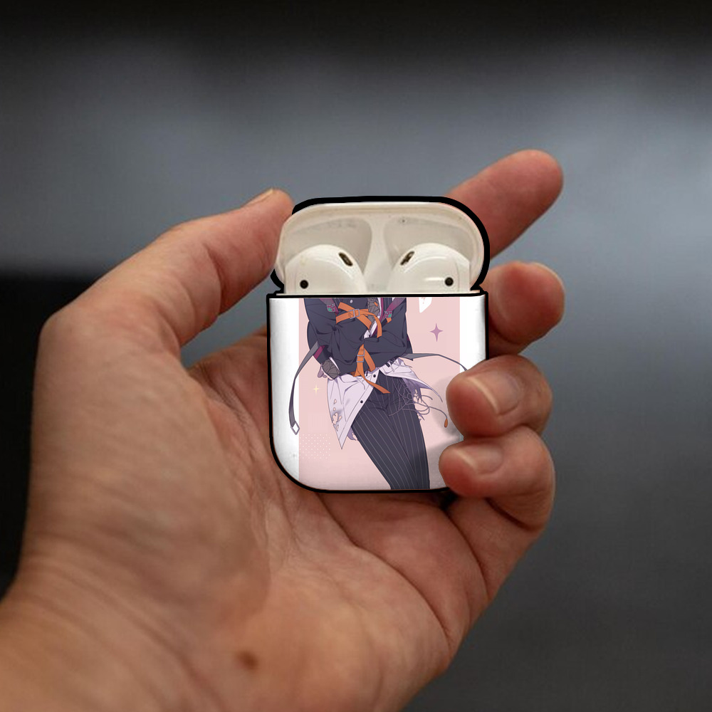 文豪ストレイドッグス Bungo Stray Dogs AirPods 第2世代保護ケース ハードシェル ブラック 耐衝撃・防指紋・カラビナ付き