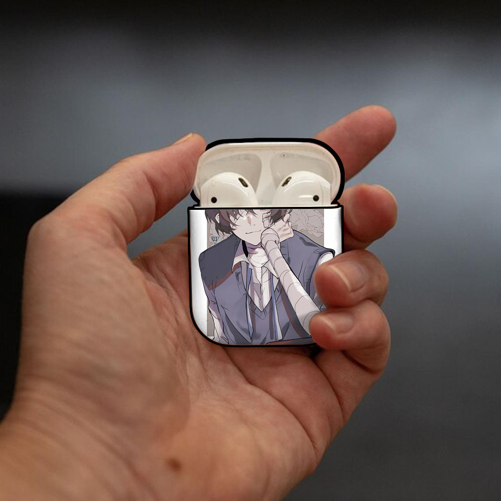 文豪ストレイドッグス Bungo Stray Dogs AirPods 第2世代保護ケース ハードシェル ブラック 耐衝撃・防指紋・カラビナ付き