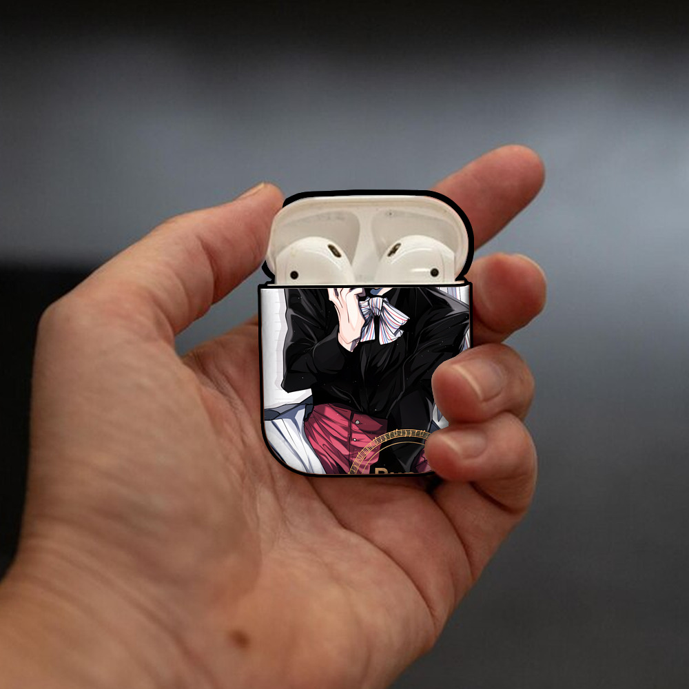 文豪ストレイドッグス Bungo Stray Dogs AirPods 第2世代保護ケース ハードシェル ブラック 耐衝撃・防指紋・カラビナ付き