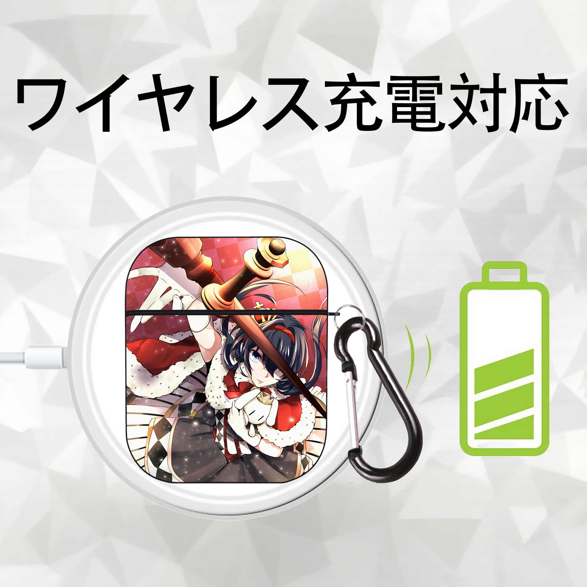 文豪ストレイドッグス Bungo Stray Dogs AirPods 第2世代保護ケース ハードシェル ブラック 耐衝撃・防指紋・カラビナ付き
