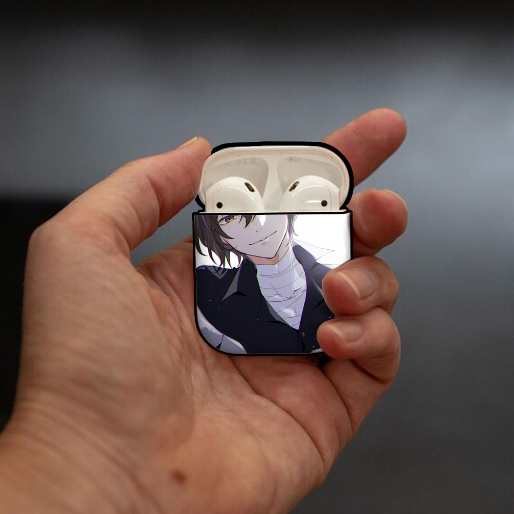 文豪ストレイドッグス Bungo Stray Dogs AirPods 第2世代保護ケース ハードシェル ブラック 耐衝撃・防指紋・カラビナ付き